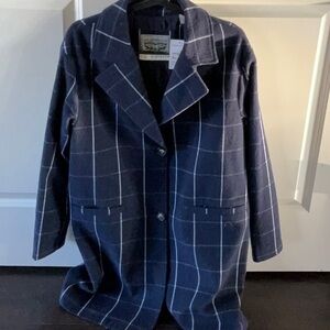 NEW Levi’s navy blue plaid car coat